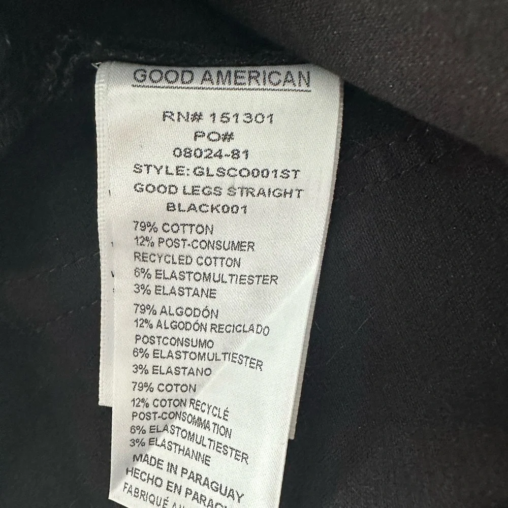 Good American Black Straight Good Legs Jeans Size 8 NWT 27.5”Inseam - Picture 6 of 11